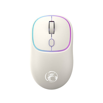 iMICE W-618 Rechargeable 4 Buttons 1600 DPI 2.4GHz Silent Wireless Mouse for Computer PC Laptop (Milk Tea)-garmade.com