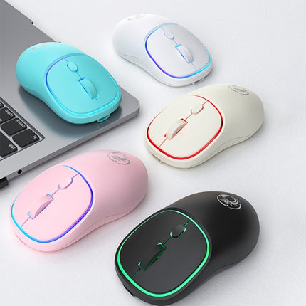 iMICE W-618 Rechargeable 4 Buttons 1600 DPI 2.4GHz Silent Wireless Mouse for Computer PC Laptop (Milk Tea)-garmade.com
