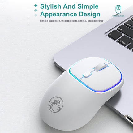 iMICE W-618 Rechargeable 4 Buttons 1600 DPI 2.4GHz Silent Wireless Mouse for Computer PC Laptop (Milk Tea)-garmade.com