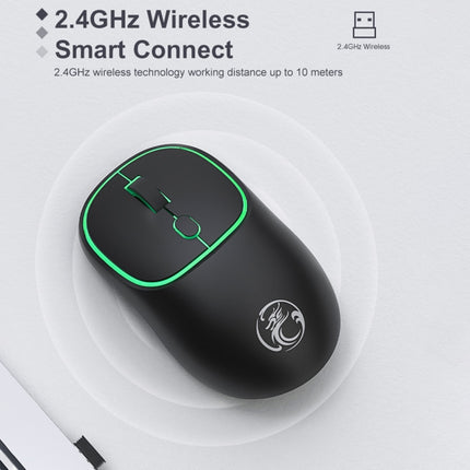 iMICE W-618 Rechargeable 4 Buttons 1600 DPI 2.4GHz Silent Wireless Mouse for Computer PC Laptop (Black)-garmade.com