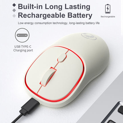 iMICE W-618 Rechargeable 4 Buttons 1600 DPI 2.4GHz Silent Wireless Mouse for Computer PC Laptop (Milk Tea)-garmade.com