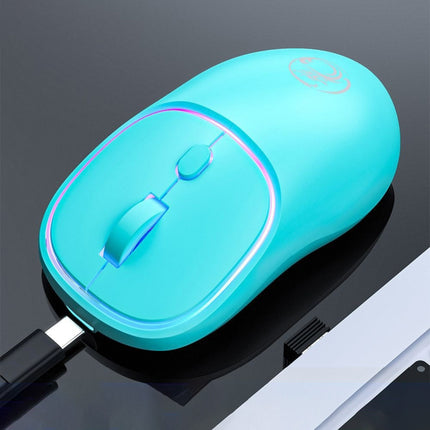 iMICE W-618 Rechargeable 4 Buttons 1600 DPI 2.4GHz Bluetooth Silent Wireless Mouse for Computer PC Laptop (Blue)-garmade.com