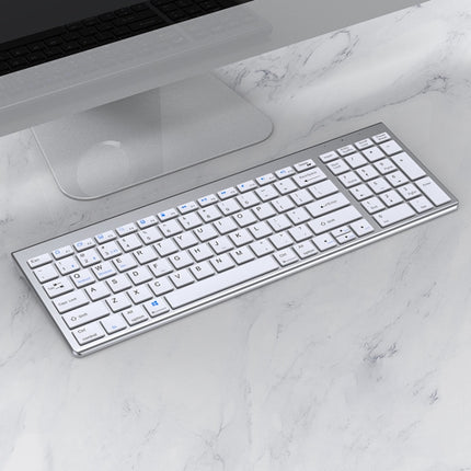 109 Three-mode Wireless Bluetooth Keyboard (Silver)-garmade.com