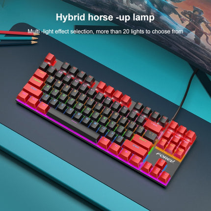 FOREV FV-301 87-keys Blue Axis Mechanical Gaming Keyboard, Cable Length: 1.6m(Pink + White)-garmade.com