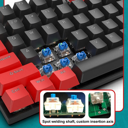 FOREV FV-301 87-keys Blue Axis Mechanical Gaming Keyboard, Cable Length: 1.6m(Black Red)-garmade.com