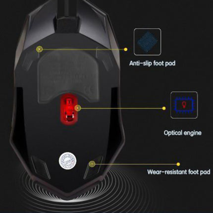 FOREV FV136 1000dpi Wired Gaming RGB Lighted Mouse (Black)-garmade.com