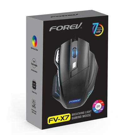 FOREV FV-X7 3200dpi Wired Mechanical Gaming RGB Lighted Mouse (Black)-garmade.com