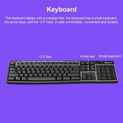 Logitech K270 Single Wireless Ultra-thin Silent Keyboard (Black)-garmade.com