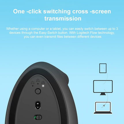 Logitech Lift Vertical 1000DPI 2.4GHz Ergonomic Wireless Bluetooth Dual Mode Mouse (White)-garmade.com