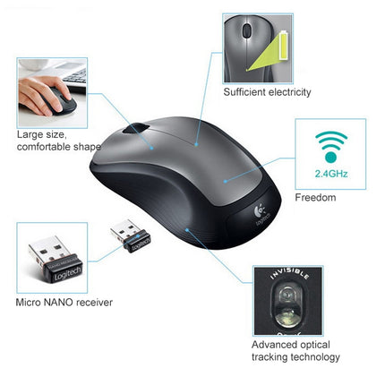 Logitech M320 1000DPI 2.4GHz Ergonomic Wireless Mouse (Black)-garmade.com