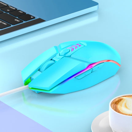 S700 Colorful Light USB Wired Office Gaming Mouse (Blue)-garmade.com