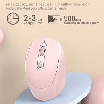 M107 4-buttons 1600 DPI Dual Mode 2.4GHz + Bluetooth 5.1 Wireless Rechargeable Mouse (Pink)-garmade.com