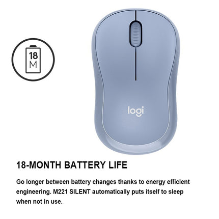 Logitech M221 Fashion Silent Wireless Mouse(Blue)-garmade.com
