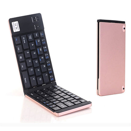 F66 Foldable Bluetooth Wireless 66 Keys Keyboard, Support Android / Windows / iOS (Rose Gold)-garmade.com