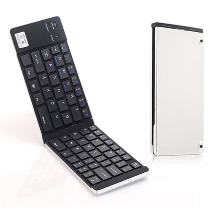 F66 Foldable Bluetooth Wireless 66 Keys Keyboard, Support Android / Windows / iOS (Silver)-garmade.com