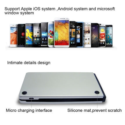 F66 Foldable Bluetooth Wireless 66 Keys Keyboard, Support Android / Windows / iOS (Silver)-garmade.com