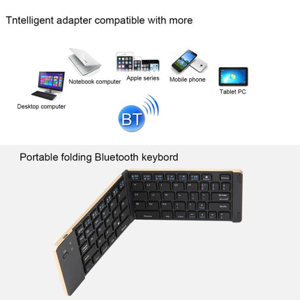 F66 Foldable Bluetooth Wireless 66 Keys Keyboard, Support Android / Windows / iOS (Rose Gold)-garmade.com