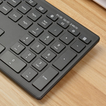 169 2.4Ghz + Bluetooth Dual Mode Wireless Keyboard, Compatible with iSO & Android & Windows (Black)-garmade.com