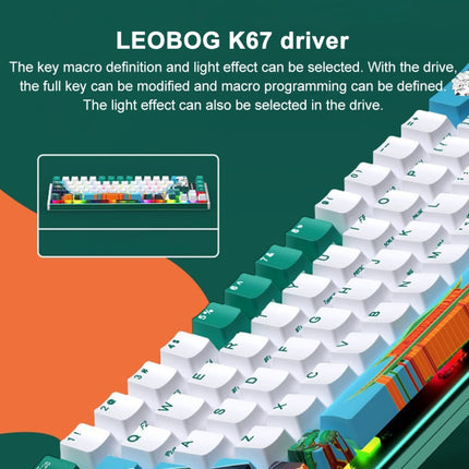 LEOBOG K67 2.4G Bluetooth Wireless RGB Three Mode Customized Mechanical Keyboard, Ice Crystal Switch (Green)-garmade.com