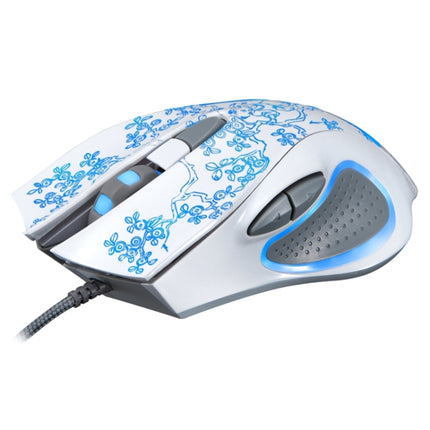ZGB 169 USB 2400DPI Four-speed Adjustable LED Backlight Wired Optical E-sport Gaming Mouse with Counter Weight, Length: 1.45m(White)-garmade.com