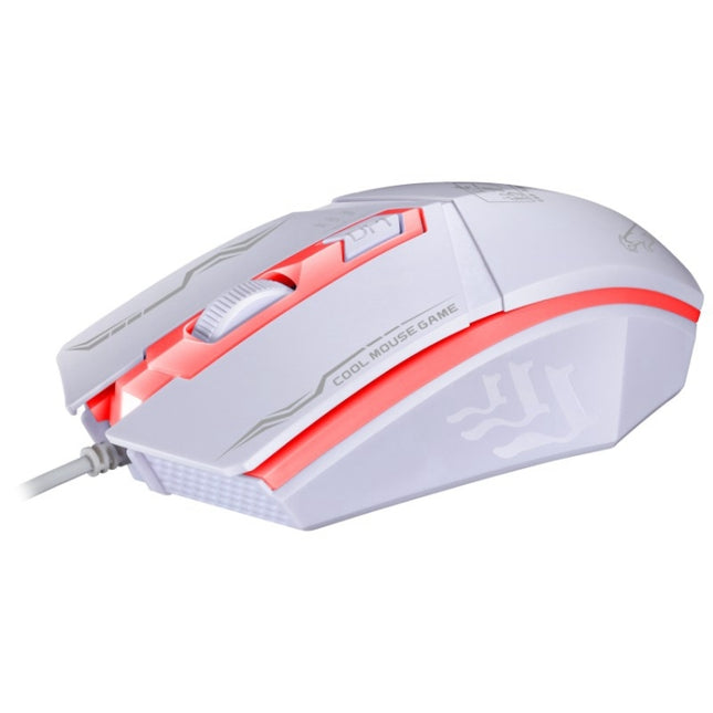 Chasing Leopard 199 USB 1600DPI Three-speed Adjustable LED Backlight Wired Optical Gaming Mouse, Length: 1.3m(White)-garmade.com