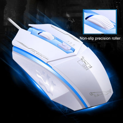 Chasing Leopard 199 USB 1600DPI Three-speed Adjustable LED Backlight Wired Optical Gaming Mouse, Length: 1.3m(White)-garmade.com