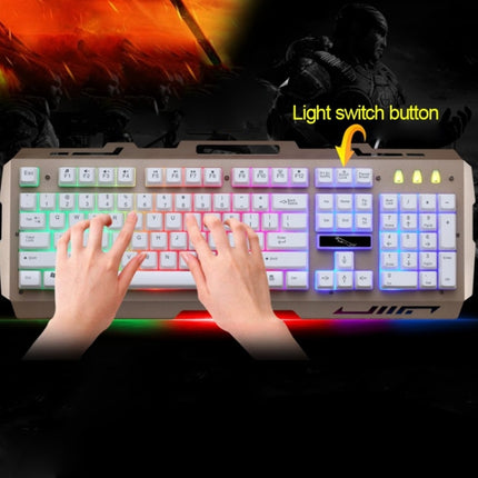 Chasing Leopard G700 USB RGB Backlight Wired Optical Gaming Mouse and Keyboard Set, Keyboard Cable Length: 1.35m, Mouse Cable Length: 1.3m(White)-garmade.com
