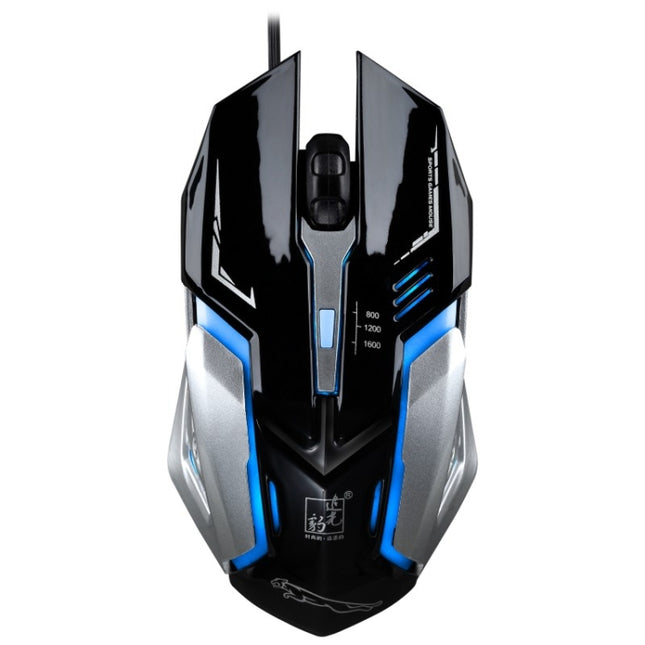 Chasing Leopard K1 USB 1600DPI Three-speed Adjustable LED Backlight Mute Wired Optical Gaming Mouse, Length: 1.3m(Jet Black)-garmade.com