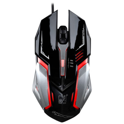Chasing Leopard K1 USB 1600DPI Three-speed Adjustable LED Backlight Mute Wired Optical Gaming Mouse, Length: 1.3m(Jet Black)-garmade.com