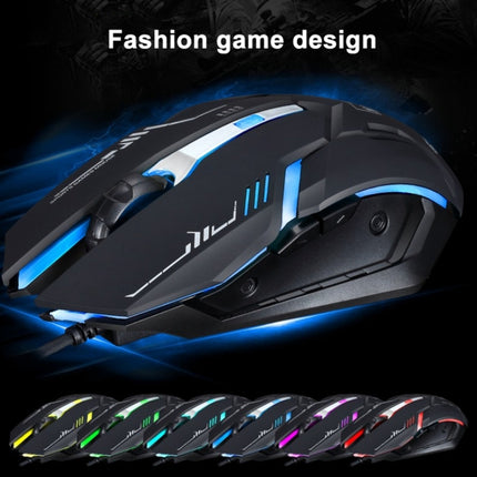 Chasing Leopard V17 USB 2400DPI Four-speed Adjustable Line Pattern Wired Optical Gaming Mouse with LED Breathing Light, Length: 1.45m(Black)-garmade.com