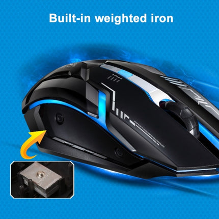 Chasing Leopard V17 USB 2400DPI Four-speed Adjustable Line Pattern Wired Optical Gaming Mouse with LED Breathing Light, Length: 1.45m(Jet Black)-garmade.com