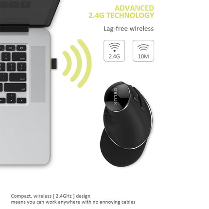 DELUX M618 Plus 2.4G 1600DPI Wireless Portable Vertical Ergonomic Mouse-garmade.com