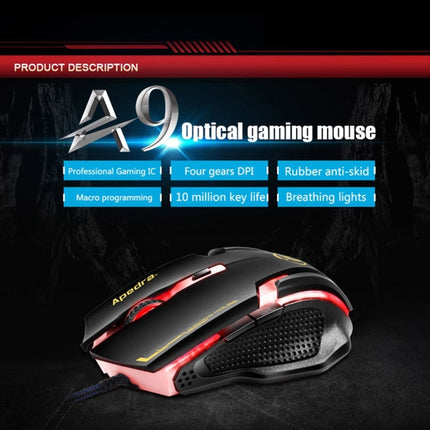 Apedra iMICE A9 High Precision Gaming Mouse LED four color controlled breathing light USB 6 Buttons 3200 DPI Wired Optical Gaming Mouse for Computer PC Laptop(Black)-garmade.com