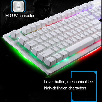 ZGB G20 104 Keys USB Wired Mechanical Feel RGB Backlight Computer Keyboard Gaming Keyboard(White)-garmade.com