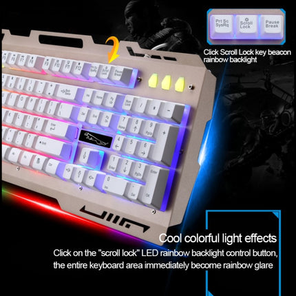 ZGB G700 104 Keys USB Wired Mechanical Feel RGB Backlight Metal Panel Suspension Gaming Keyboard with Phone Holder(Black)-garmade.com