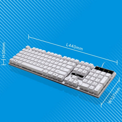 ZGB Q17 104 Keys USB Wired Suspension Gaming Office Keyboard (White)-garmade.com