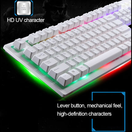 ZGB G20 1600 DPI Professional Wired RGB Backlight Mechanical Feel Suspension Keyboard + Optical Mouse Kit (White)-garmade.com