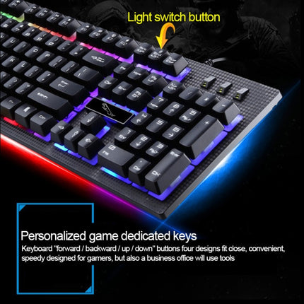 ZGB G20 1600 DPI Professional Wired RGB Backlight Mechanical Feel Suspension Keyboard + Optical Mouse Kit (White)-garmade.com