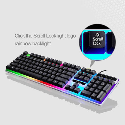 ZGB G21 1600 DPI Professional Wired Colorful Backlight Mechanical Feel Suspension Keyboard + Optical Mouse Kit (Black)-garmade.com