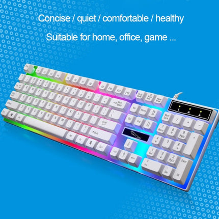 ZGB G21 1600 DPI Professional Wired Colorful Backlight Mechanical Feel Suspension Keyboard + Optical Mouse Kit (White)-garmade.com