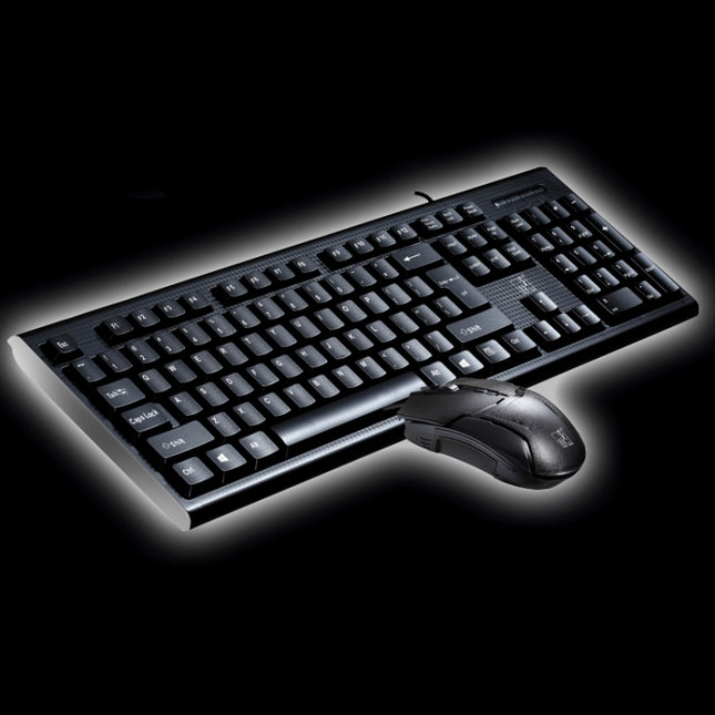 Chasing Leopard Q9 1600 DPI Professional Wired Grid Texture Gaming Office Keyboard + Optical Mouse Kit(Black)-garmade.com