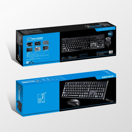 Chasing Leopard Q9 1600 DPI Professional Wired Grid Texture Gaming Office Keyboard + Optical Mouse Kit(Black)-garmade.com