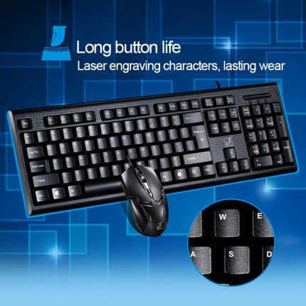 Chasing Leopard Q9 1600 DPI Professional Wired Grid Texture Gaming Office Keyboard + Optical Mouse Kit(Black)-garmade.com