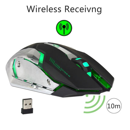 ZERODATE X70 2.4GHz Wireless 6-Keys 2400 DPI Adjustable Ergonomics Optical Gaming Mouse with Breathing Light(Black)-garmade.com
