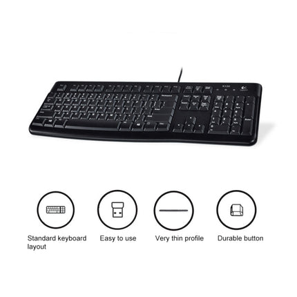 Logitech K120 USB Waterproof Splash Wired Keyboard for Desktop Computers / Laptops(Black)-garmade.com