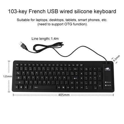 103 Key French USB Wired Silicone Waterproof Keyboard Desktop Notebook Keyboard, Cable Length: 1.5m-garmade.com