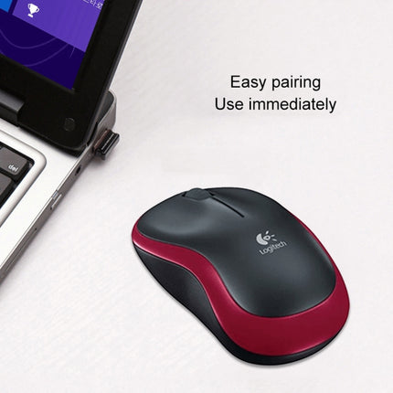 Logitech M185 2.4GHz 3-keys 1000DPI Wireless Optical Mouse, Wireless Range: 10m (Red)-garmade.com