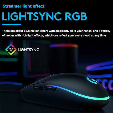 Logitech G102 2nd Gen. LIGHTSYNC 8000 DPI 6 Buttons RGB Backlight USB Wired Optical Gaming Mouse(Black)-garmade.com