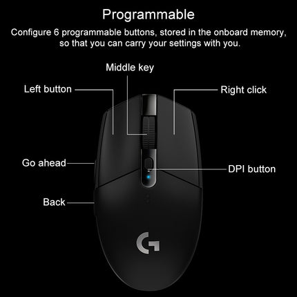 Logitech G304 LIGHTSPEED 12000 DPI 6 Programmable Buttons HERO Sensor Wireless Gaming Mouse (Black)-garmade.com