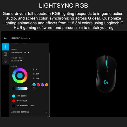 Logitech G703 LIGHTSPEED 16000 DPI 6 Programmable Buttons HERO 16K Sensor RGB Backlight Wireless Optical Gaming Mouse(Black)-garmade.com
